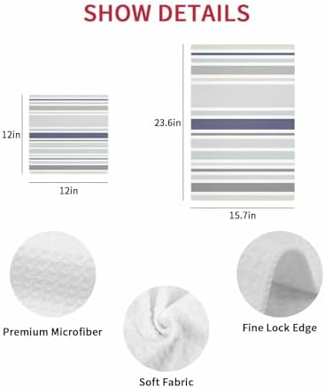 Stripes Waffle Kitchen Hand Towels Set - Quick Dry Soft and Versatile