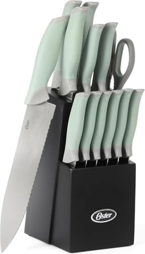 Oster Lindbergh 14 Piece Knife Block Set Sage Green