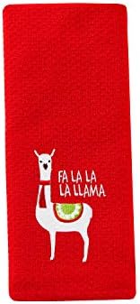 SKL Home Two Red Dish Towels with La Llama Design