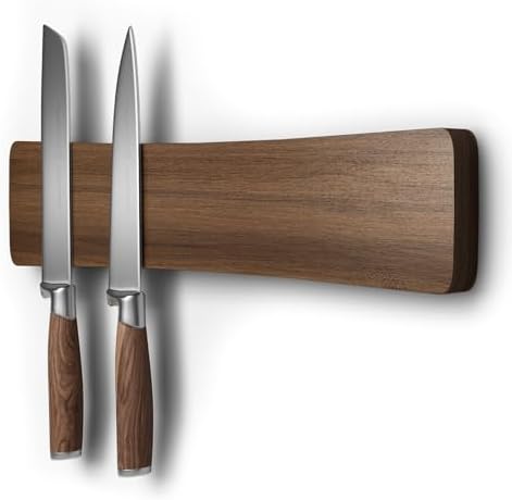 Magnetic Knife Holder Acacia Wood No Drill Installation