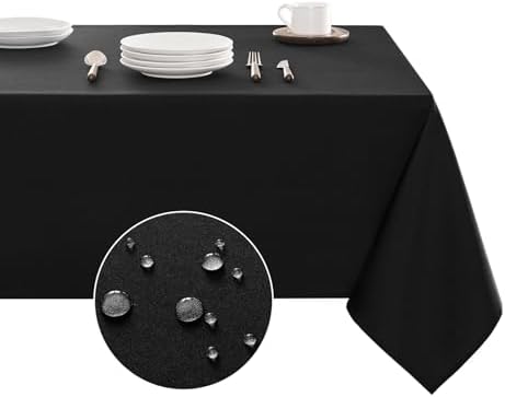 Veblandy waterproof tablecloth 60x84 inch black spill-proof