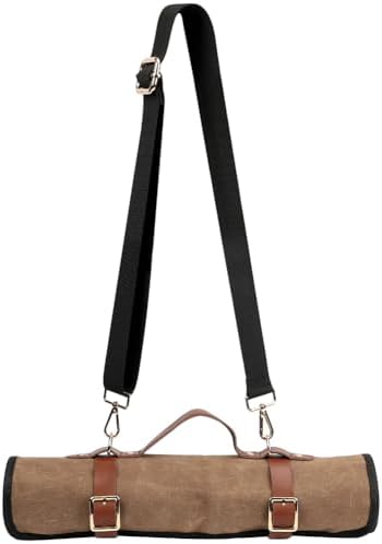 Professional Knife Roll Bag with PU Leather Zippers
