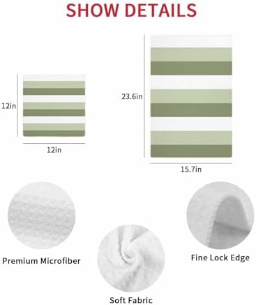 Sage Green Waffle Kitchen Hand Towels Set of 3
