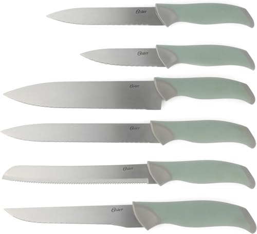 Oster Lindbergh 14 Piece Knife Block Set Sage Green