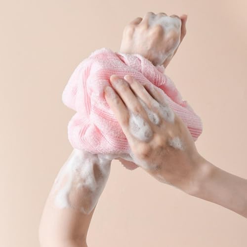 Striped Pink and Blue Kitchen Towels Set with Black Textured Pattern