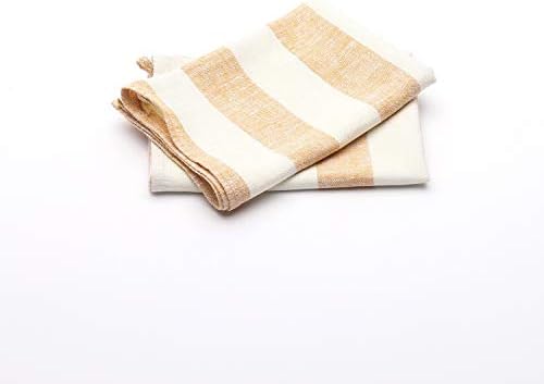 Set of 2 18x26 Gold Linen Tea Towels Machine Washable Absorbent