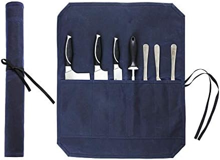 Denifiter Heavy Duty Knife Bag 16oz Waxed Canvas 7-Slot Blue