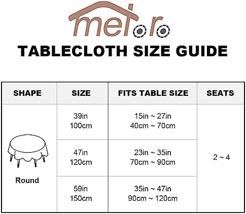 Meioro Round Linen Tablecloth 59 Inch