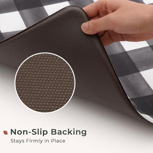 FRESHMINT Modern Farmhouse Plaid Kitchen Mats Set