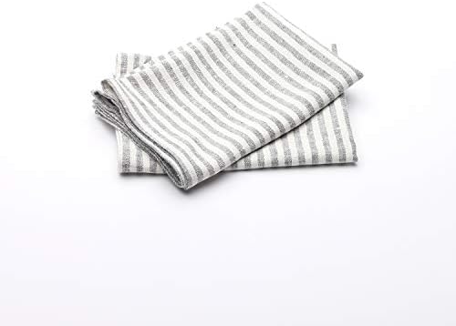 Set of 2 Graphite Linen Tea Towels 18 x 26