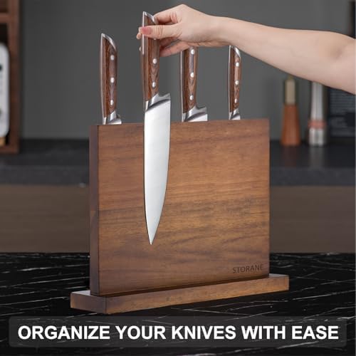 Storane Magnetic Knife Block - Acacia Wood Double Sided Holder
