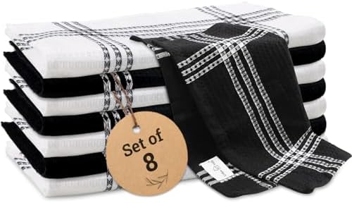 Urban Villa Cotton Dish Cloth Set of 8 12x12 Waffle Towels