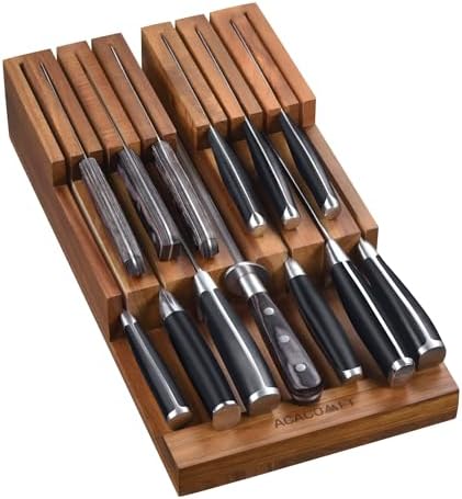Acacomft Acacia Wood Kitchen Knife Block
