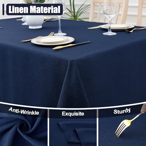 Smiry Water Repellent Tablecloth 52x70-inch Navy