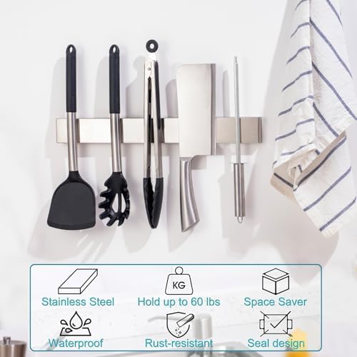Professional 16 Magnetic Knife Strip Stainless Steel Durable Kitchen Organizer