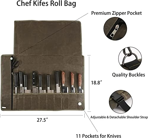 Hersent Chefs Knife Roll Bag Durable Functional Kitchen Tool