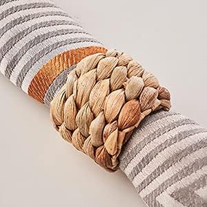 Handmade Rustic Water Hyacinth Napkin Rings Set of 12