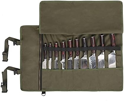 Heavy Duty 16 Oz Waxed Canvas Knife Roll Case