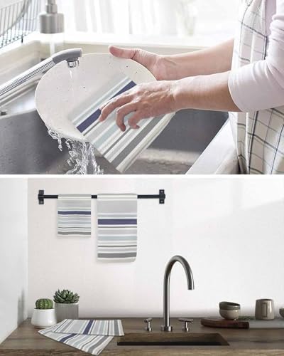 Stripes Waffle Kitchen Hand Towels Set - Quick Dry Soft and Versatile