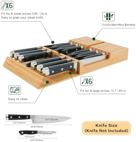 Utoplike Bamboo Knife Block - Organize Your Kitchen Tools