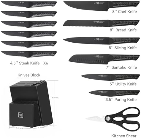 HUNTERDUAL 15-Piece Knife Set Durable Sharp Kitchen Tools