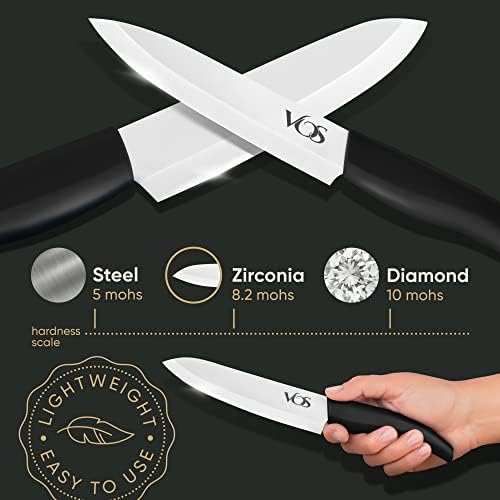 Vos Ceramic 4-Piece Knife Set - Premium Sharp Durable Elegant
