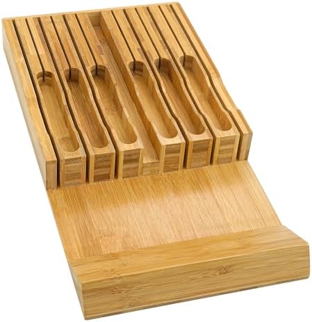 VaeFae Bamboo Knife Organizer - Store 12 Knives Keep Them Sharp in Style