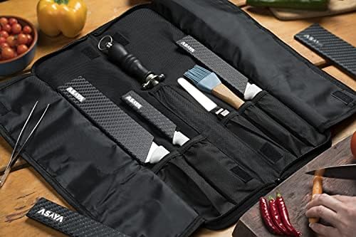 12-Pocket Chef Knife Roll Durable Lightweight Red Nylon Case