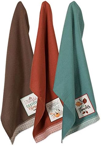 Grateful Thanksgiving Fall Kitchen Towels 18x28 Set