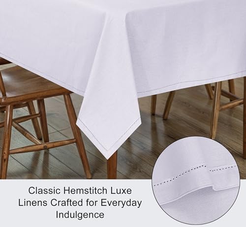 RUVANTI 84x60 Premium Linen Tablecloth Machine Washable Lavender Grey