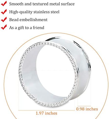 Stainless Steel Bead Side Napkin Rings 6-Piece Set