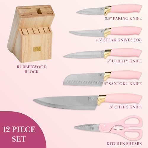 Paris Hilton 12-Piece Knife Set Precision Sharpness and Style
