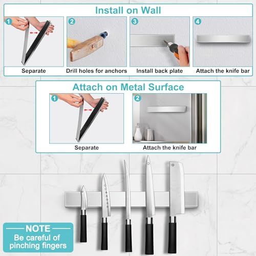 CtrlAltSlice - Magnetic Knife Holder wStrong Detent Perfect forOrganization Clean Storage