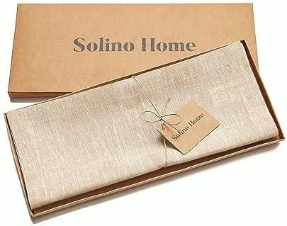 Solino Home 14x36 Champagne Beige Linen Table Runner