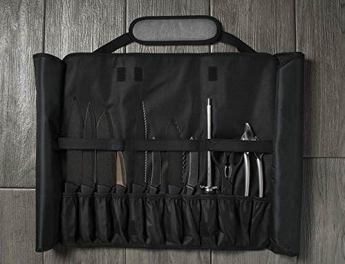 Asaya Chef Knife Roll Bag - 20 Pockets - Durable Stain Resistant nylon