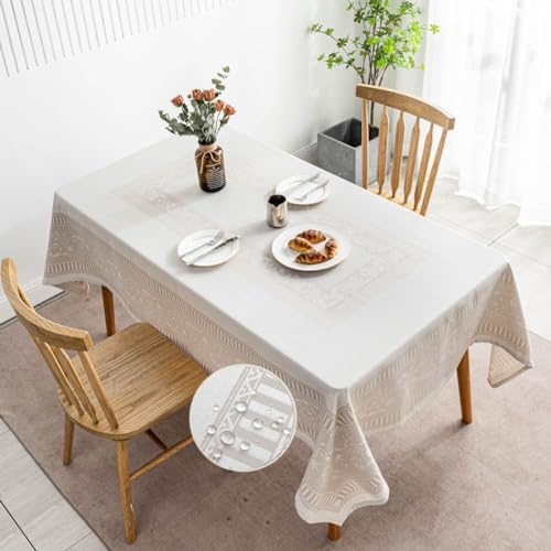 Hi-End Taupe Tablecloth for Lifestyle - 60x102 Inch waterproof Durable