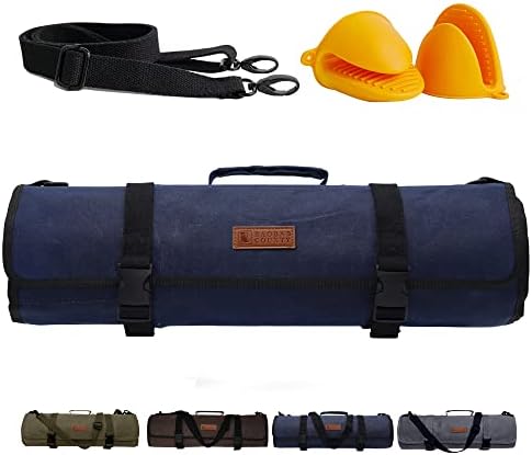 Knives in a Knife Roll Bag Navy Blue