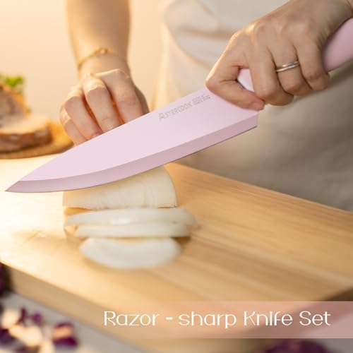 Astercook Crystal Pink 22-Piece Knife Block Set