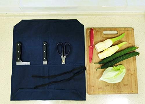Denifiter Heavy Duty Knife Bag 16oz Waxed Canvas 7-Slot Blue