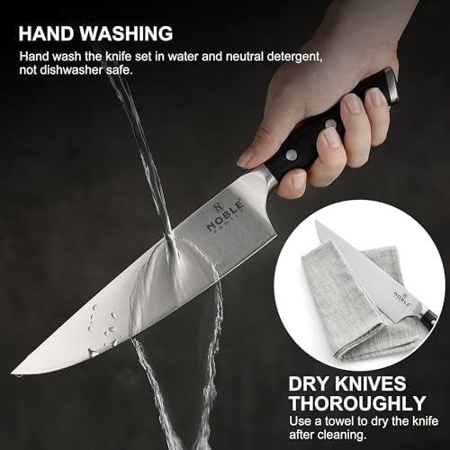 N NOBLE FAMILY 16Pcs Knife Set with Block and Sharpener