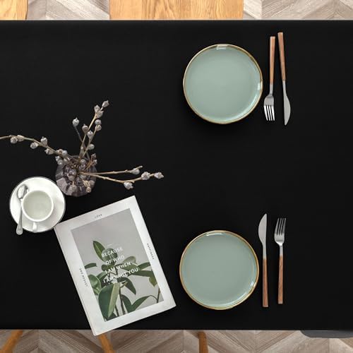 BIFENBI Premium Tablecloth for Parties - 60x84 Inch Black Textured