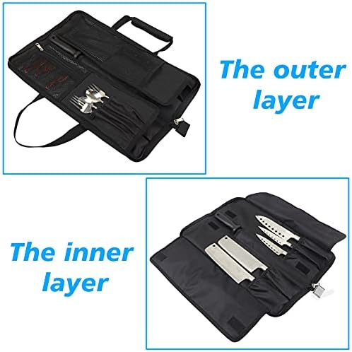Premium Chefs Knife Roll Bag 13 Slots Zippered Closure