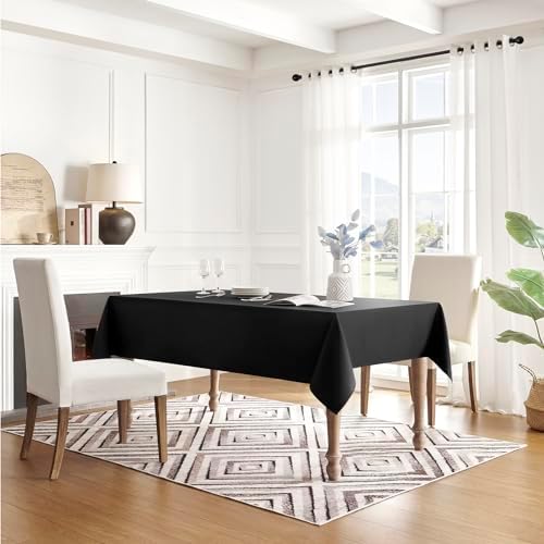 Veblandy waterproof tablecloth 60x84 inch black spill-proof