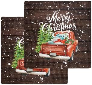 festive Christmas Waffle Dish Towels Quick Dry Microfiber Set of 2
