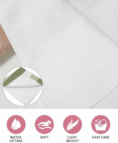 Sage Green Waffle Kitchen Hand Towels Set of 3