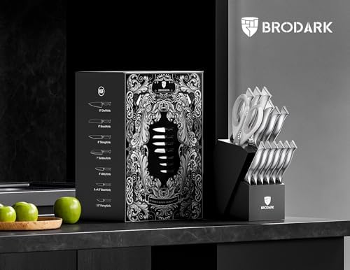 BRODARK Shark Series 15-Piece Kitchen Knife Block Set