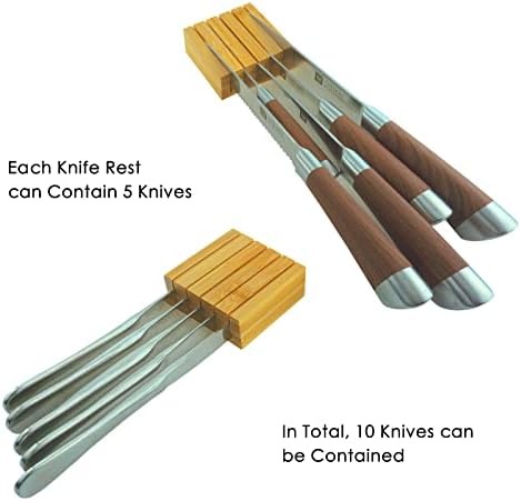 LIJEPNA Bamboo Knives Block Organizer - Holds 10 Knives