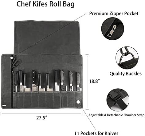 HERSENT Chefs Knife Roll Bag with 10 Slots