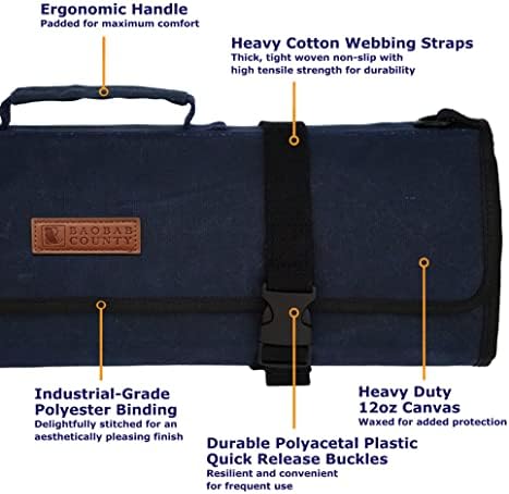Knives in a Knife Roll Bag Navy Blue