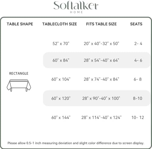 Softalker Rustic Linen Textured Tablecloth Waterproof Wipeable Sage Green 60x84
